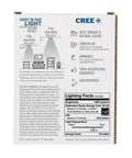 Back of BR30 Indoor Flood LED Bulb 100W Equivalent, Dimmable, 1400 Lumens, Daylight 5000K, with product details and specifications.