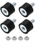 Heavy Duty M4 Rubber Mounts 4Pc Anti Vibration Isolator Kit with zinc plated steel nuts, black rubber dampeners for stable equipment.