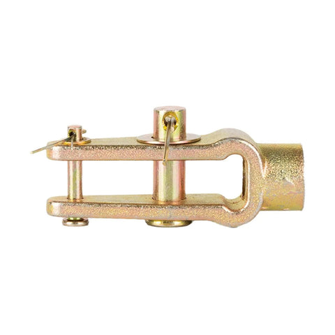 Side view of Two Pack Slack Adjuster Kit With Double Pinned Straight Clevis Pins For Air Brake Chambers Five Eighths Inch Threaded Replacements