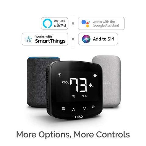 Boss Level Smart Air Conditioner Controller With WiFi Thermostat For Mini Split, Window And Portable ACs with voice assistant logos