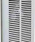 Commercial Electric Wall Mounted Heater CWH1208DSF 1200W 240V, steel front cover, white finish, vented design shown from side angle