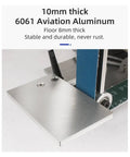 Close-up of 10mm thick 6061 aviation aluminum base on Compact Workhorse 1500W Brushless Belt Sander, Mini Electric Grinder.