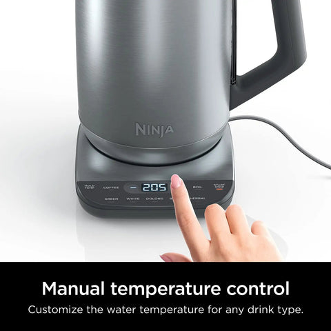 Precision Temperature Electric Kettle With 1500W Fast Boil 7 Cup Capacity BPA Free Stainless Hold Temp Setting And 7 Presets For Green Tea White Tea Oolong Black Tea Herbal Tea And Coffee with manual temperature control display
