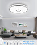 15 Inch LED Flush Mount Ceiling Light 40W 3800 Lumens Daylight 5000K Waterproof Round Fixture in modern living room setting