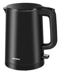 Compact Electric Kettle For Tea And Coffee 0.8L 27 Oz Double Wall Stainless Steel Space Saving Mini Hot Water Heater with lid and handle