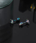 Premium 5A Cubic Zirconia Screw Back Stud Earrings For Men And Women Hypoallergenic Surgical Steel double sided design in colorful finish.