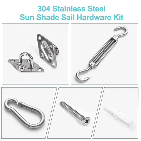 Heavy Duty Stainless Steel Sun Shade Sail Hardware Kit For Garden Awnings And Shade Sails, Includes Triangle, Square, And Rectangle Fixing Accessories, Rust Resistant, Easy Install For Quick Outdoor Setup