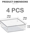 Clear Drawer Organizer Set, 4-Piece Box Trays For Office, Home, Makeup And Kitchen, Junk Drawer Storage, Crystal Clear Plastic