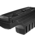 Ultimate Top Tier Heavy Duty Rear Toolbox Rack For Ford Ranger 2019 To 2021 Matte Black durable plastic crate with secure lid.