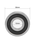 Heavy Duty 6200-12-2RS Deep Groove Ball Bearings 12mm X 30mm X 9mm Double Sealed Chrome Steel ABEC 1 P0 front view with dimensions