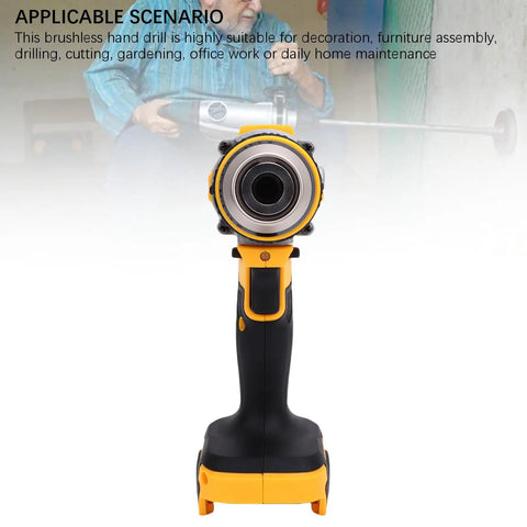 Versatile Cordless Electric Power Drill Featuring Knockout Beater Proof Grip And Snappy Pull Trigger For Quick Wood Plastic Screw Driving And Easy Home Improvement Tasks, front view of drill.