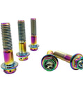 Heavy Duty Aviation Grade Titanium Hex Head Bolts With Dripping Rainbow Pvd Coating M10x1.25x65mm five pack close up view.