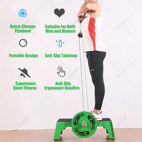 Full Body Flywheel Trainer With Anti Slip Platform Harness Straps For Heavy Overload Workouts Top Tier Home Gym Gear in use by athlete