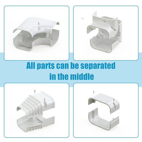 Ultra Durable 25 Ft PVC Line Set Cover Kit parts showing separable 3 inch decorative sleeve sections