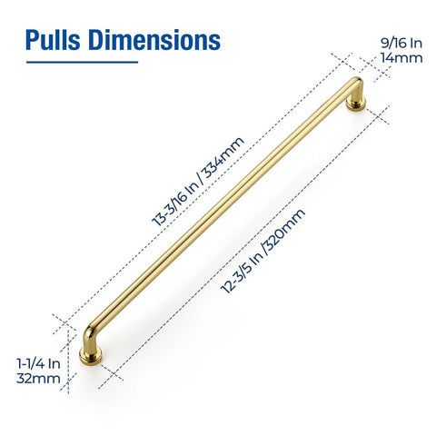 Top Notch Polished Brass Cabinet Pulls Rock Solid Drawer Handles dimensions 13-3/16 In and 12-3/5 In for cabinet upgrades.