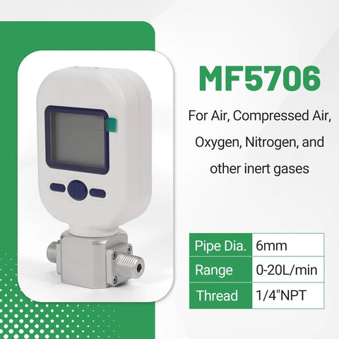 Portable Digital Thermal Mass Flow Meter With Quarter Inch NPT Threads For Compressed Air Nitrogen And Oxygen, MF5706