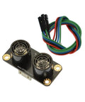 URM09 I2C Ultrasonic Sensor Module For Quick And Easy Distance Readings On Arduino And Raspberry Pi, Plug And Play 50Hz Ranging Up To 500cm With Temperature Compensation And Obstacle Avoidance, front view with wires