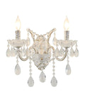 White Crystal Wall Sconce Lighting With Modern K9 Glass Crystal Drops Shade, Sleek Wall Lamp For Bedroom And Living Room