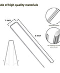 Diagram of 24 Pack Sturdy Garden Landscape Staples 6 Inch Galvanized Steel Sod Pins Anti Rust Stakes with measurements and tips