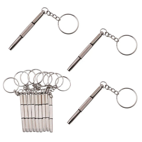12 Pack Eyeglass Screwdriver Keychain Set Mini 3 In 1 Flat Phillips Hex Drivers Pocket Size Stainless Steel with Keyrings