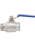 1 1/4 Inch NPT Ball Valve With 1000 WOG Rating And Rust Resistant 304 Stainless Steel Body For A No Drip Nonsense Seal, side view.