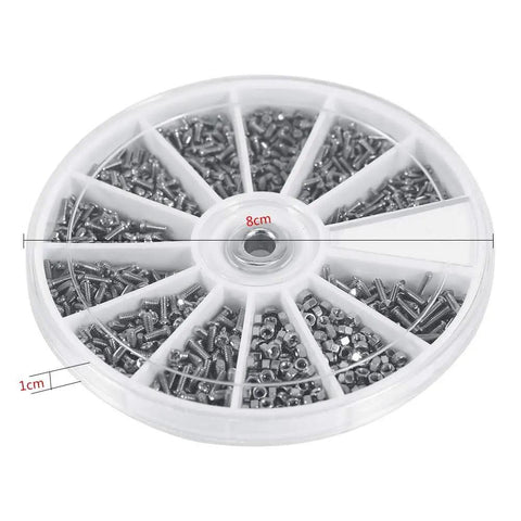 600Pcs Tiny But Mighty Multipurpose Screw Assortment Kit With M1 M1.2 M1.4 M1.6 Mini Screws And Nuts in circular container
