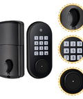 Hella Secure Slick Keyless Entry Door Lock With Electronic Keypad Deadbolt and Automatic Locking System, sleek black design.