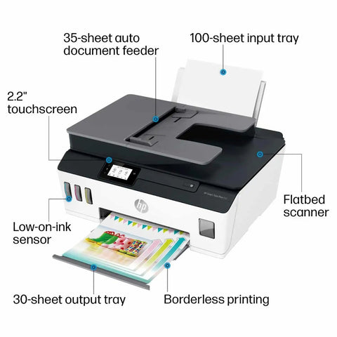 Wireless All-In-One Printer With Refillable Ink Tanks, 2 Years Of Ink Included, featuring auto document feeder and mobile print.