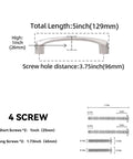 Two Pack Three And Three Quarter Inch Kitchen Cabinet Handles Brushed Satin Nickel Drawer Pulls measurements and screws shown