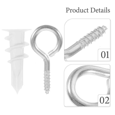 Self Drilling Drywall Anchors And Screws Kit With Nylon And Iron Hardware 20 Sets Easy To Remove Fasteners close-up details