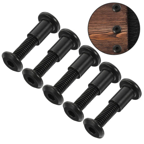 Kickass Black Stainless Steel M6 X25 Chicago Screws And Barrel Nuts Five Pack, featuring 5 black screws for leather crafting.