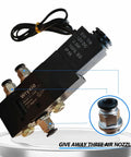 Push Pull Air Valve Four Way Two Position Manual Heavy Duty Tailgate Valve, 12V electronic control, black aluminum body