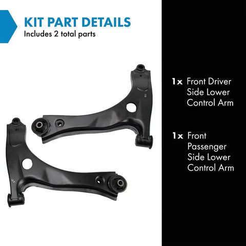 Premium Heavy Duty Front Lower Control Arm With Ball Joint Replacement Pair Plug And Play Suspension Kit showing driver and passenger control arms.