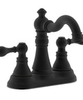 Two Handle Matte Black Bathroom Faucet With Pop Up Drain For 3 Hole 4 Inch Centerset Sinks, 360 Degree Swivel Spout, Lead Free Waterway