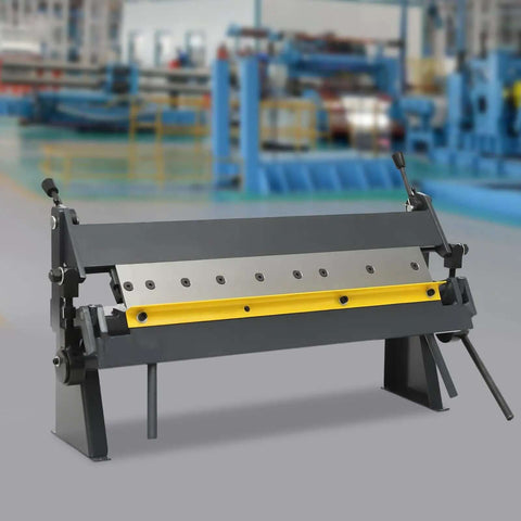 24 Inch Pan and Box Brake Heavy Duty Sheet Metal Bender With Removable Fingers in a workshop setting