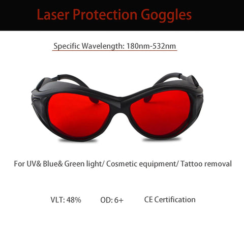 Premium Heavy Duty 2 Pack Laser Safety Goggles Delivering Solid Od6 Plus Shield For Blue Green And Violet Beams Built Tough For Science Labs And Maker Studios, showing red lenses and black frame.