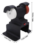 Rock Steady Mini Bench Grinder With 200 Watt Motor And 7000 RPM Spin designed for sharpener grinds shown from the side with dimensions.