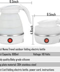 Foldable Travel Kettle For Camping Portable Silicone Collapsible Teapot With Auto Shutoff Safe Materials Compact White