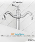 Vessel Sink Faucet With 360 Degree Swivel Spout Tall Single Handle Lavatory Mixer Tap For One Hole Install Chrome Finish