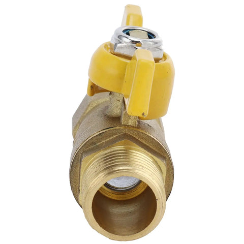 Heavy Duty Brass Ball Valve With G1/2 Male Thread For A Zero Drama Quick Gas Shutoff and knockout manual control view from front