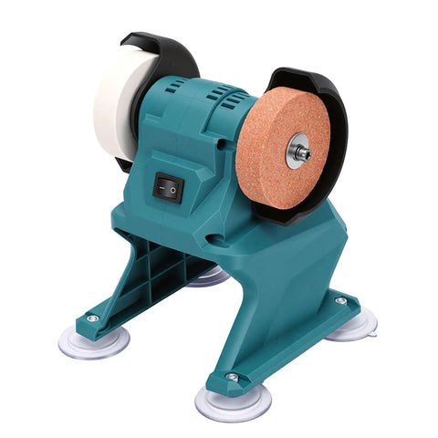 Heavy Duty Mini Bench Grinder With Full Throttle Copper Motor And Two Versatile Corundum Wheels for polishing and sharpening.