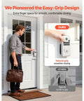 Rock Solid Keyless Entry Door Lock Set Featuring A Super Slick Silver Keypad Deadbolt With Comfortable Lever Handles For Hassle Free Setup And Tight Security, easy-grip design