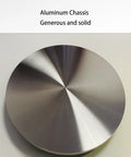 Slick Tempered Glass Lazy Susan Turntable For Dining Tables Smooth 360 Spin Rock Solid Heavy Duty Serving Tray showing aluminum chassis.