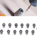 Pro Grade 13Pcs ER11 Spring Collets Set From 1.0mm To 7.0mm For Milling Lathe Chuck High Precision Spring Steel Collets Displayed