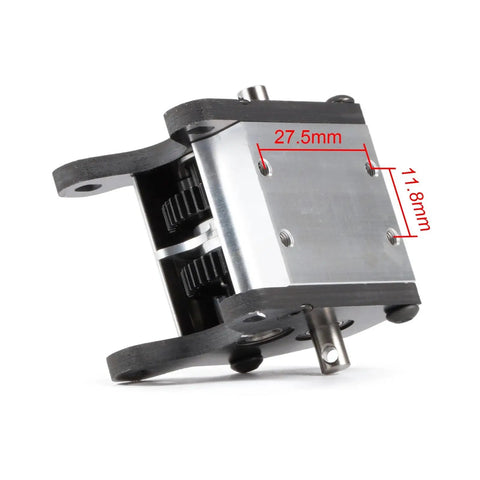 Ultralight Dual Motor Transmission with Dig Overdrive Gearbox and Slipper Pad for 1/10 RC Crawlers, aluminum case side view