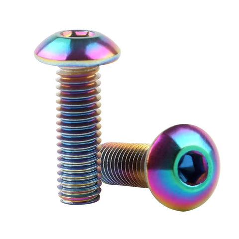 Two 10 Pack M5x12mm Button Head Bike Screws Stainless Steel Allen Bolts with Titanium Rainbow Finish for water bottle cage