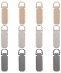Heavy Duty Metal Zipper Pull Tabs Replacement Set With Super Straightforward Tool Free Install for Jacket Fixes in assorted colors.