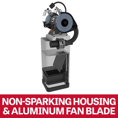Metal Dust Collector Stand For Workshop, 472 CFM, 115V Single Phase with fire safe aluminum fan blade and housing shown