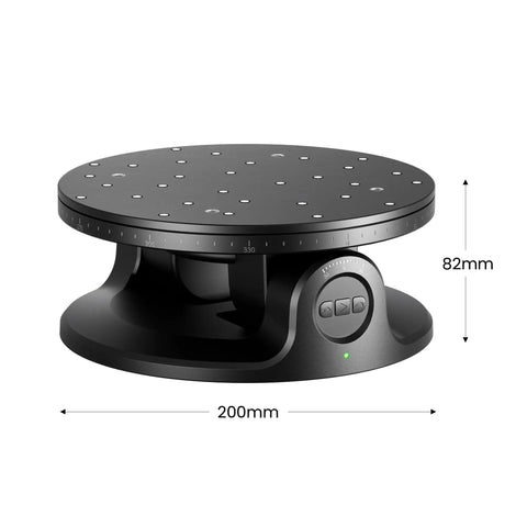 Dead On Accurate Dual Axis Turntable For Seamless 3D Scanner Accessory, 200mm size, black finish, smooth operation for scanning objects.