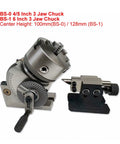Universal DC Worm Gear Motor Dividing Head Built Tough For Slick Four Inch Rotary Axis Operation Includes 100MM And 125MM Three Jaw Chuck and Tailstock.